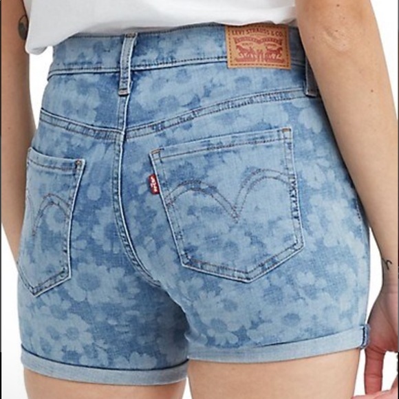 NWT Levi's Mid-Length Daisy-Print Jean Shorts. Sz 25 - Picture 2 of 2